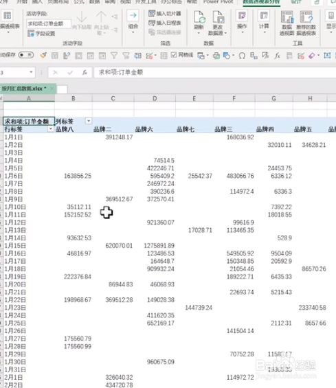 excel按月汇总数据